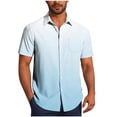 thumbnail image 3 of Sentmoon Mens Blouses Oversized Relaxed Turndown Collar Short Sleeve Breathable Shirts Button up Gradient Color Summer Clothes for Mens Trendy for Hiking & Camping S, 3 of 7