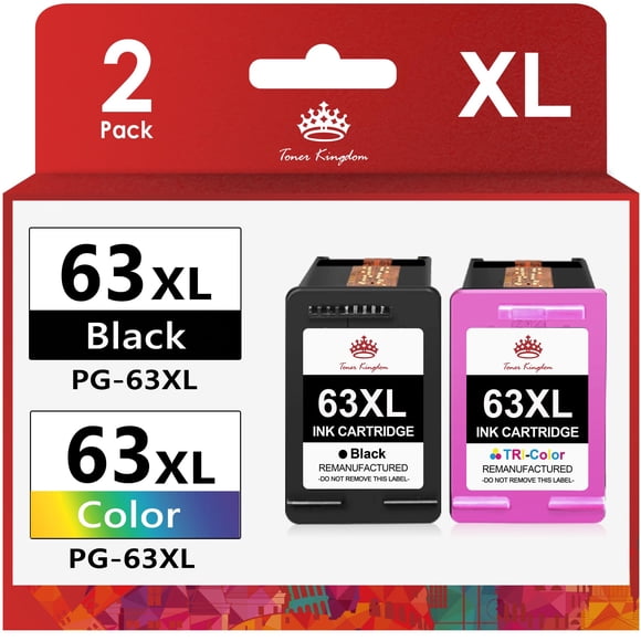 Toner Kingdom Remanufactured Ink Cartridge Replacement for HP 63 Ink 63XL for HP Envy 4520 Ink cartridges 4512 4516 Officejet 3830 4650 5255 5258 Deskjet 1112 Printer Ink