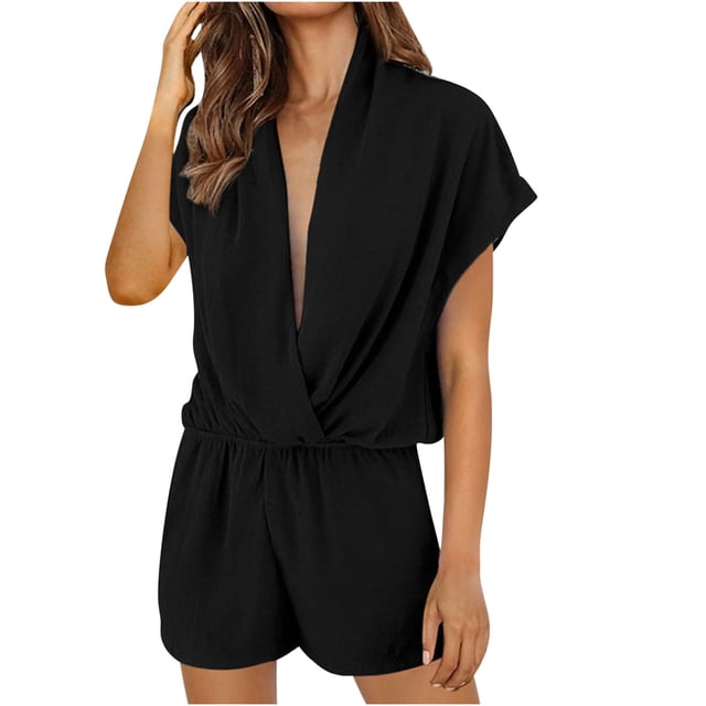 Penkiiy Combinaisons pour Femmes Combinaisons d'Été pour Femmes Unies ColorMini à Bretelles Combinaisons Décontractées Combishort Court Noir m Combinaisons