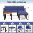 thumbnail image 3 of Costway 6pcs Patio Acacia Wood Conversation Sofa Seat Set Ottomans Table Outdoor Navy, 3 of 9