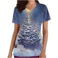 thumbnail image 1 of RKSTN Christmas Scrub Tops for Women Tops Short Sleeve V-neck Tops Working Uniform Christmas Tree Elk Snow Printed Tops with Pockets, 1 of 4