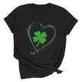 thumbnail image 1 of Dealovy T-Shirts de la Saint-Patrick pour Femmes à Manches Courtes, Col Rond, Coupe Ample, Trèfle Graphique, Chandails Décontractés Tee, 1 of 2
