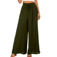 thumbnail image 4 of GZWYHT Wide Leg Pants,Palazzo Pants,Women's Wide Leg Pants Flowy Ruffle Solid Color Drawstring Waist Pants,Flowy Pants,High Waisted Pants,Sweatpants Women,Green 2,XXL, 4 of 4
