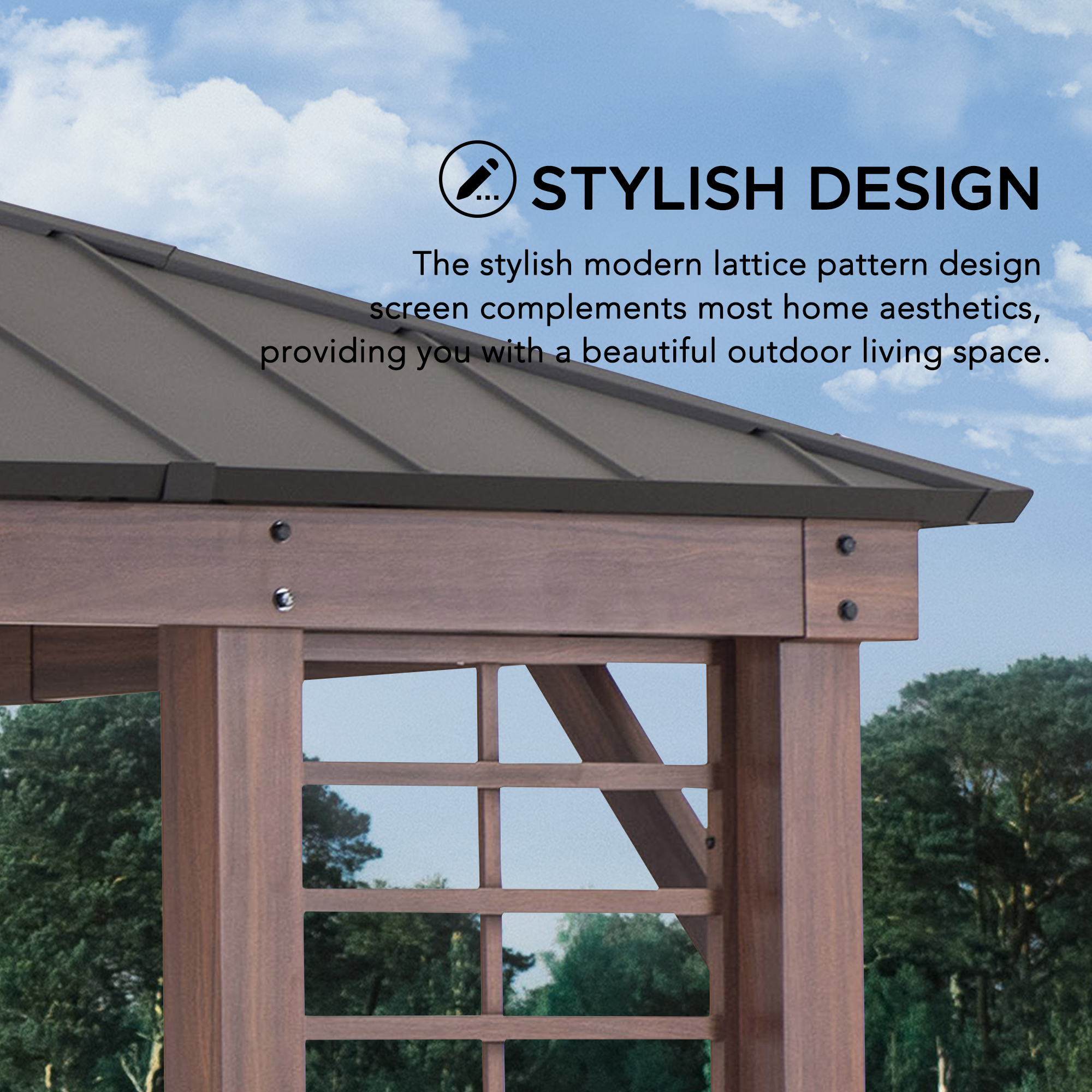 Sunjoy 13.3 ft. x 14.8 ft. Outdoor Metal Hardtop Gazebo