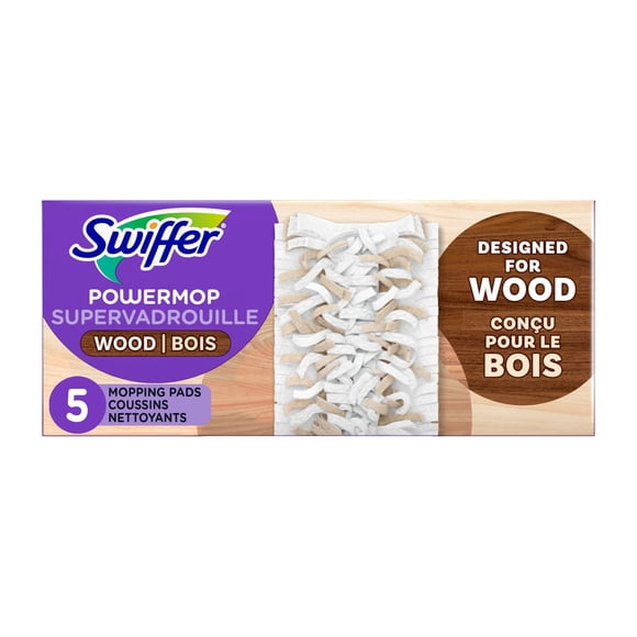 Swiffer PowerMop Wood Mopping Pad Refills for Floor Cleaning, 5 count