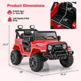 thumbnail image 3 of Gymax 12V Kids Ride on Truck Car w/Remote Control Threaded Wheels 3 Speeds LED Lights Red, 3 of 10
