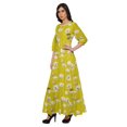 thumbnail image 2 of Moomaya Printed Round Neck 3/4 Sleeve Long Maxi Dress With Drawstring Waist, 2 of 3