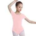thumbnail image 2 of Aislor Filles Enfants Manches Courtes Coton Extensible Ballet Danse Gymnastique Justaucorps Tenue de Danse Rose 6, 2 of 7