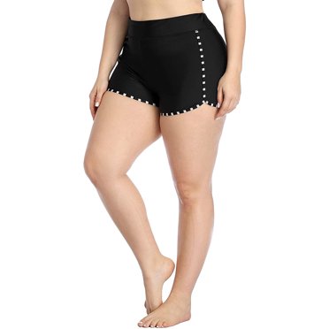 Women's Plus Size Swim Shorts Swim Bottom Solid Beach Swim Board Shorts