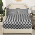 thumbnail image 3 of Erosebridal Checkered Gingham Twin Sheet Sets, Grey Bedding Twin Size, Rectangle Geometry Decor, 3-Piece, 3 of 7