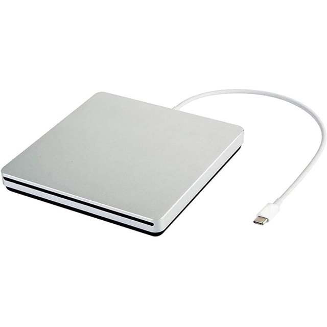 Youmation External CD DVD Drive, USB-C Ultra Slim Portable Slot-In DVD Burner for MacBook Pro, MacBook Air, Mac, Laptop and Windows 10, Silver
