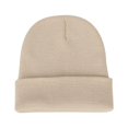 thumbnail image 1 of Men Women Solid Color Warm Woolen Knitted Cap Fluorescent Cuffed Beanie Hat, 1 of 10
