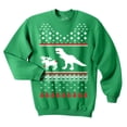 thumbnail image 1 of T-Rex Attacking Moose Christmas Ugly Sweater Funny Holiday Hilarious Adult Humor (Green) - L, 1 of 3