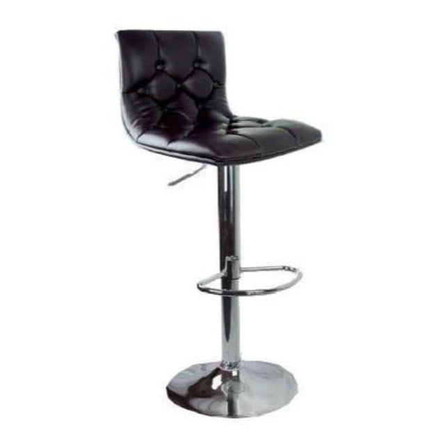 Heavenly Collection Tabouret Réglable en Velours avec Siège en Velours Noir Rembourré et Dossier Capitonné à Boutons, Doté d'Un design Ergonomique Incurvé. Il Comprend une base à Levage au Gaz Chromée avec Pivotement à 360°, un Repose-Pieds et une Hauteur de Siège Réglable de 24 à 32 Pouces, Idéal pour les Sièges de Cuisine et de Salle à Manger.