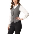 thumbnail image 4 of INSPIRE CHIC Women's Business Formal Button Front Closure V Neck Vest with Belt Pockets Grey M, 4 of 5