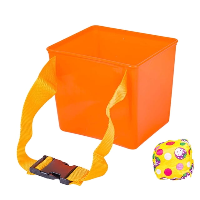 KLKCMS Seaux Poire Jeu de Lancer, Sacs de Sable à Lancer dans un Seau pour Enfants, Seau Orange Intérieur Extérieur