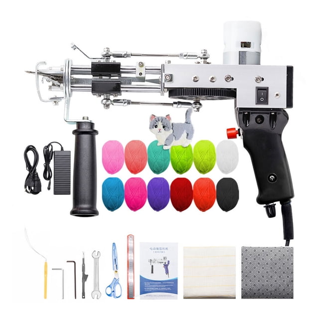 Pistolet à Tufter 2 en 1 Ensemble Pistolet à Tufter pour Tapis Électrique Pistolet à Tufter pour Tapis Électrique Tapis Tricot Pistolet à Tufter Tissage Machine à Tapis Floqué