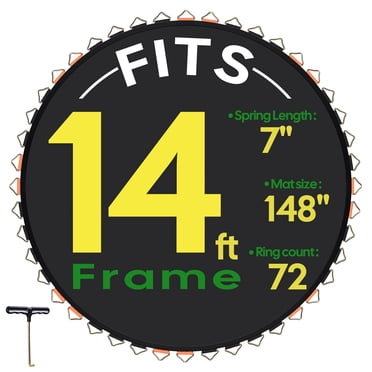 Yescom Trampoline Replacement Mat 72V-Ring for 14" Trampoline Frame 7" Spring UV-Resistant Outdoor Garden