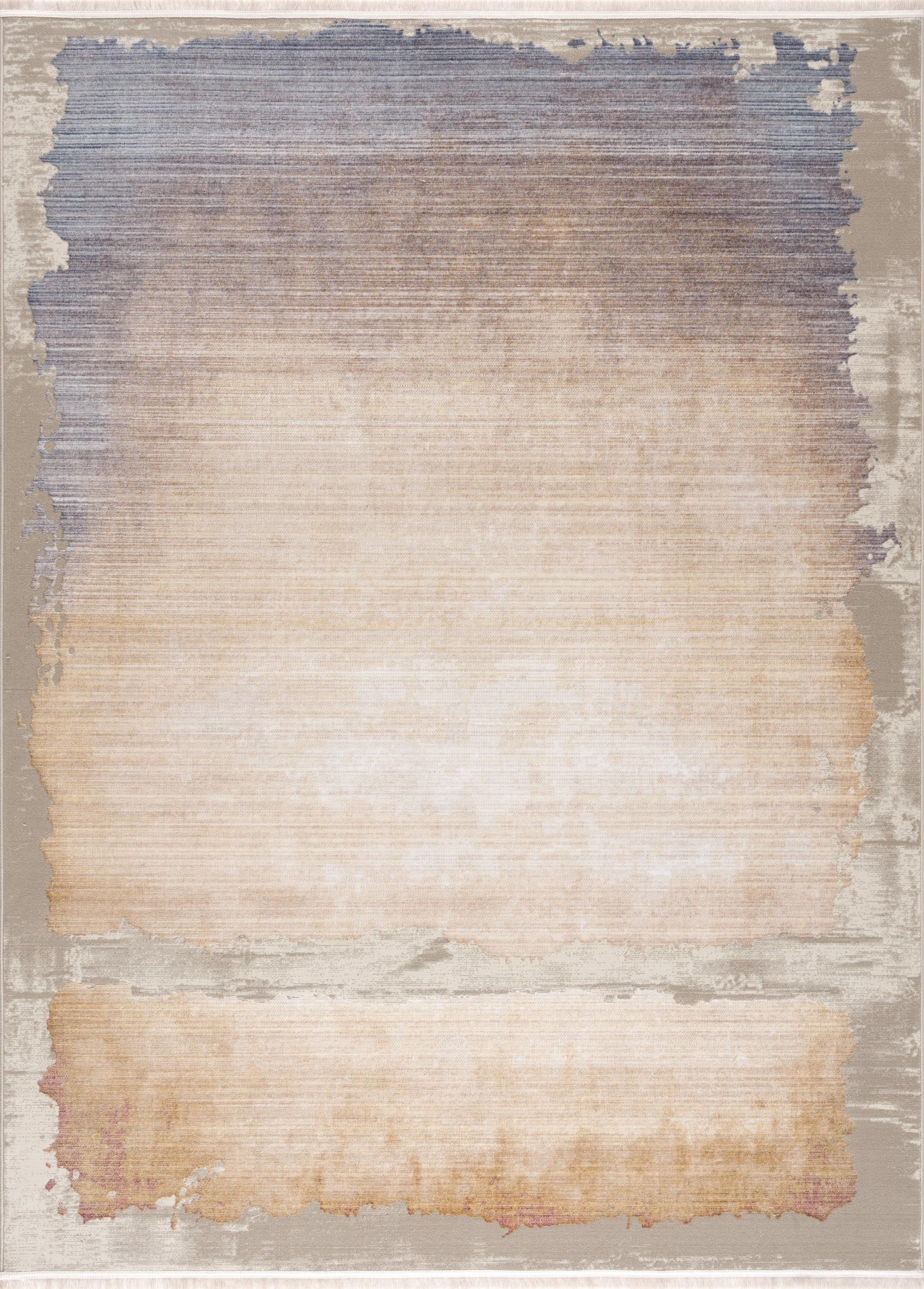 Tapis Branch Amalfi 2' x 14' (Taille exacte : 2'3" x 14') Tapis d'intérieur abstrait, beige bleu, lever de soleil - Entrée, couloir, salle de bain et cuisine
