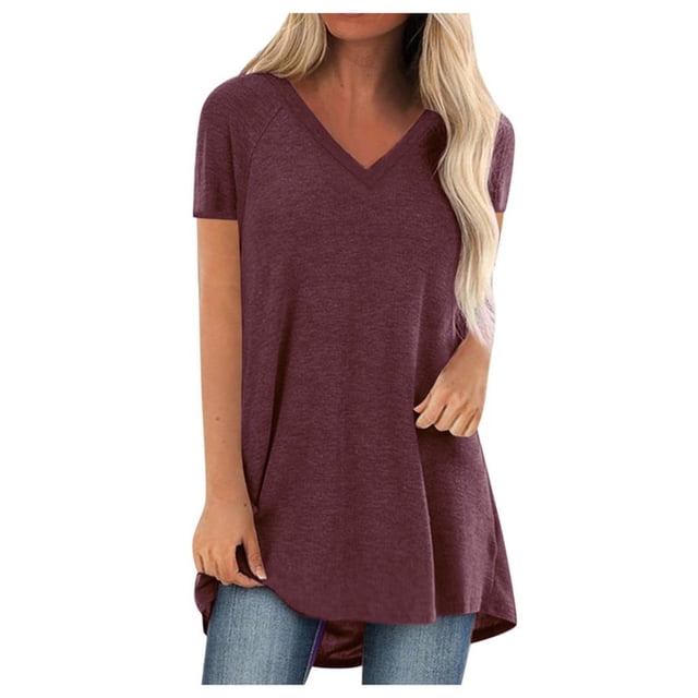 T-Shirt à Manches Courtes Printemps Été pour Femme pour Leggings à Col en V