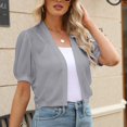 thumbnail image 4 of Kcodviy Women Puff Sleeve Bolero Short Sleeve Cardigans for Women Summer Open Front Summer Cropped Oversized Cardigan for Women Sheer Jackets Cardigan, 4 of 8
