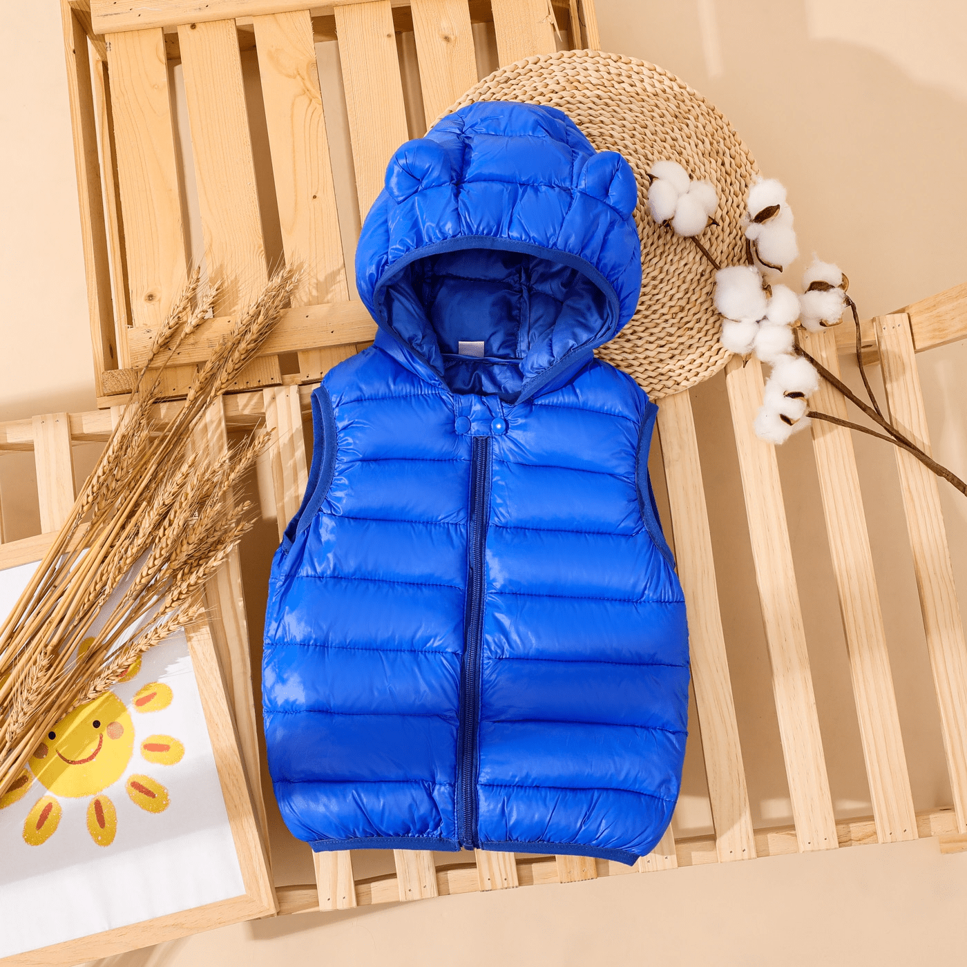 PatPat Veste Sans Manches Matelassée en Coton à Capuchon pour Tout-Petit Garçon/fillette