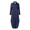 thumbnail image 4 of Ketyyh-chn99 Robes d'Été pour Femmes Robe Courte de Plage Robe de Fête Robe T-shirt Décontractée Robes à Manches Longues Robe Boho de Plage Bleu Marine,5TG, 4 of 5