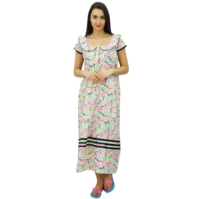 Bimba Robe de Nuit Mi-Mollet en Coton Sans Manches pour Allaitement