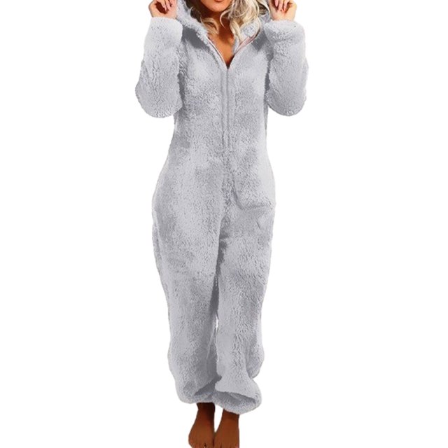 relayinert Warm Solid Color Sleepwear Cute And Machine Washable Easy To Wear Polyester Cozy Soft Comfort grey 5XL