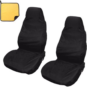 Protecteur de housse de siège auto 2 Pcs Siège de voiture couvre voiture noire lourde sièges couverture airbag coffre-fort Van sièges couvre conducteur paire protecteur passager avec serviette pour la plupart des voitures et des camions