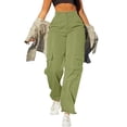 thumbnail image 2 of Timegard Pantalon Cargo pour Femmes Taille Haute Jambe Droite Actif Randonnée Pantalon d'Extérieur Automne Couleur Unie, 2 of 6