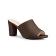 thumbnail image 1 of BLISSFUL STEP Sandales Mules à Talon Bloc à Enfiler pour Femmes Café 7, 1 of 7
