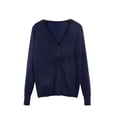thumbnail image 1 of Innerwin Cardigan Sweater V Neck Ladies Coat Fall Solid Color Loose Outwear Navy Blue L, 1 of 2