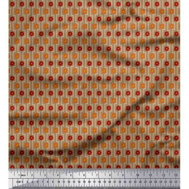 Soimoi polyester Crepe Fabric Artistic Floral Decor Fabric Printed Yard 42 Inch Wide