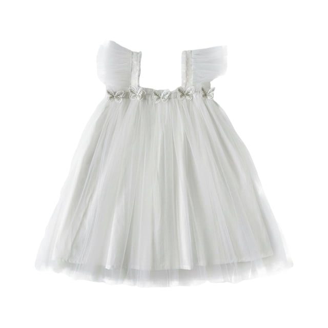 MHFRRA Robe de Printemps pour Filles Robe de Fête à Manches Volantes pour Tout-Petits Robe de Fête Dansante Vêtements 12-18 Mois