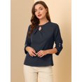thumbnail image 3 of INSPIRE CHIC Women's Work Pleated Shirred 3/4 Sleeve Pullover Top, 3 of 6