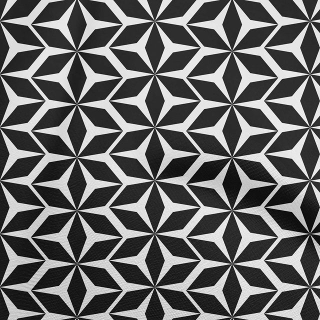 oneOone Rayon Black Fabric Geometric Craft Projects Decor Fabric Printed By The Yard 56 Inch Wide
