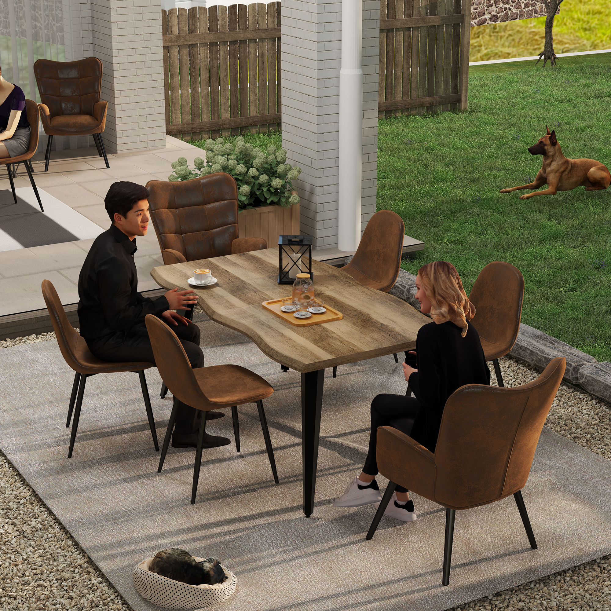 Ensemble de salle à manger rectangulaire moderne 5 pièces Homy Casa, table en faux bois avec 4 chaises rembourrées