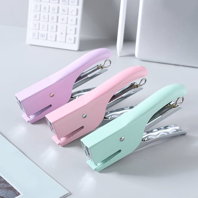 Sentmoon Stapler Small Macaroon Coloured Metal Hand Gripped Stapler 10 Gauge Labour Saving Stapler Small Office Stapler Comes With Box Of Staples for Stapler with Staples Included