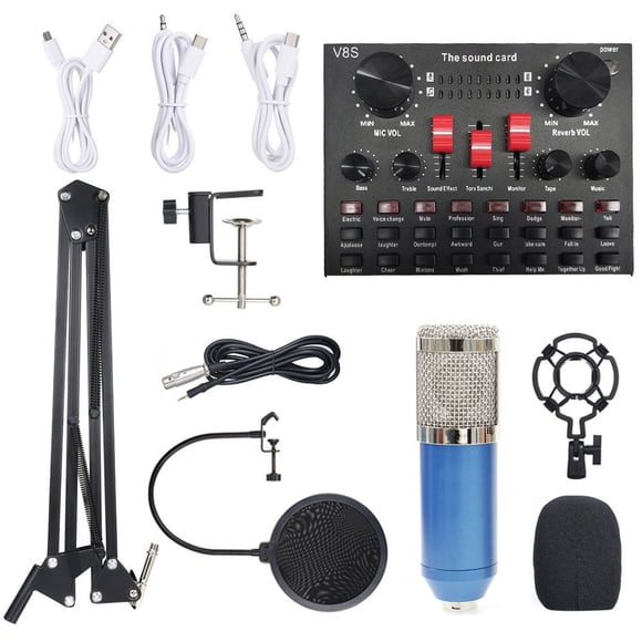 MesaSe Multi-functional Live Sound Card BM800 Microphone Set Audio Recording Equipments (Black & Gold)