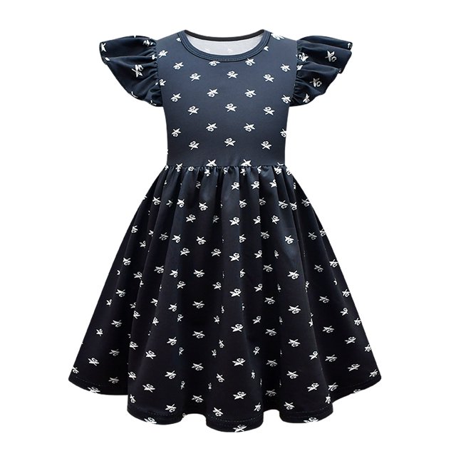 HAWEE Costume de Wednesday Addams pour Filles, Costumes d'Halloween, Robe avec Perruque, Sac