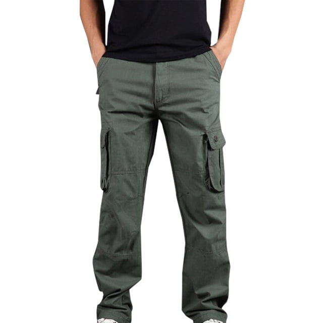Mikilon Pantalon Salopette Résistant à l'Usure pour Hommes Grande Taille en Pur Coton à Multiples Poches