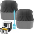thumbnail image 1 of 2 Pcs Pot en Silicone pour Friteuse à Air Chaud Compatible avec Friteuses à Double Panier Ninja Doublure Réutilisable avec Poignée Brosse à Huile Tapis de Cuisson en Silicone pour Friteuse à Air, 1 of 9