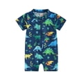 thumbnail image 2 of Wangsaura Toddler Baby Boy Rash Guard Swimsuit Cute Print Short Sleeve Zip Front Bathing Suit Swimwear, 2 of 10