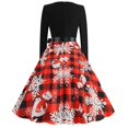 thumbnail image 4 of Pompotops Robe Taille Haute à Manches Longues pour Femmes à Encolure Carrée avec Imprimé de Noël en Solde, 4 of 7
