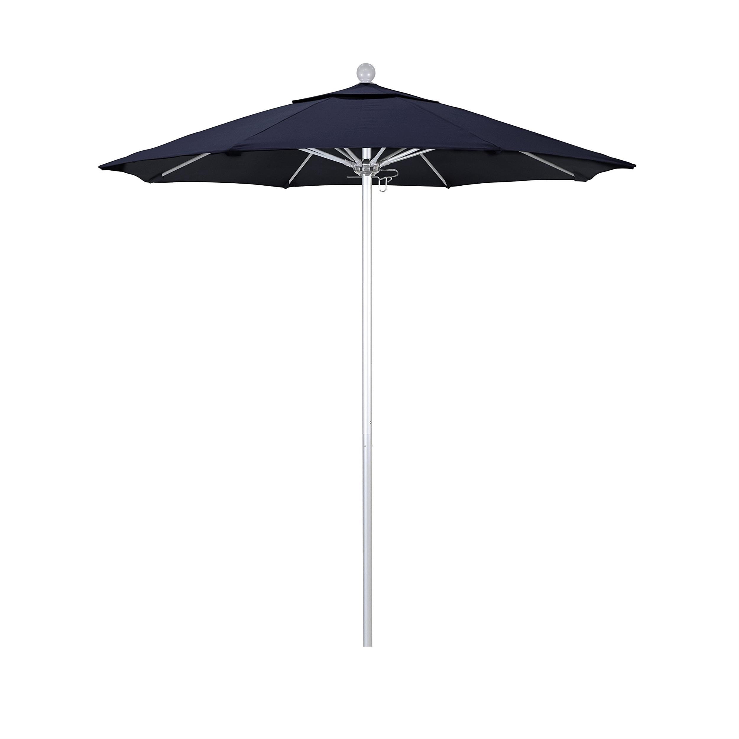California Umbrella Venture 7.5' Silver Market Umbrella in Navy