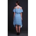 thumbnail image 3 of Bimba Robe Midi à Manches Flottantes Imprimé Teinture sur Nœuds Bleu Épaules Dénudées Femme - Large, 3 of 6