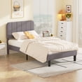 thumbnail image 2 of VECELO Twin Size Bed Frame with Upholstered Adjustable Headboard, Wooden Slats Support/No Box Spring Needed, Dark Gray, 2 of 2