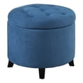 thumbnail image 1 of Designs4Comfort Pouf Rond en Velours Côtelé Bleu Pâle avec Pattes en Bois, 1 of 5