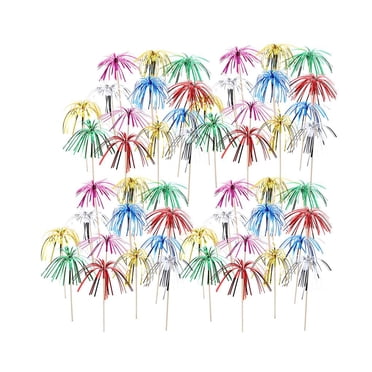 Xingzhi 100 Pack Appetizer Toothpicks with Long Tassels Tropical Decoration Desserts Pick Multicolor Drink Wooden Sticks Dinner Holiday